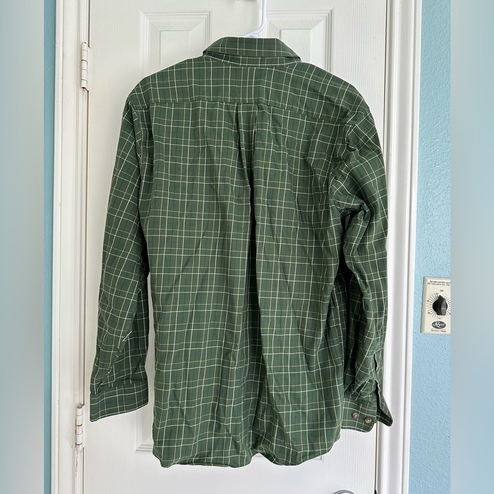 Mint L.L. BEAN Wrinkle Resistant SHAMROCK PLAID Cotton Button Front Shirt sz M - Picture 3 of 5